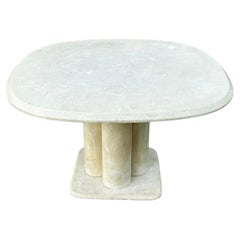 1970s Parchment Molded Faux Marble Resin Clover Dining Pedestal Dining Table