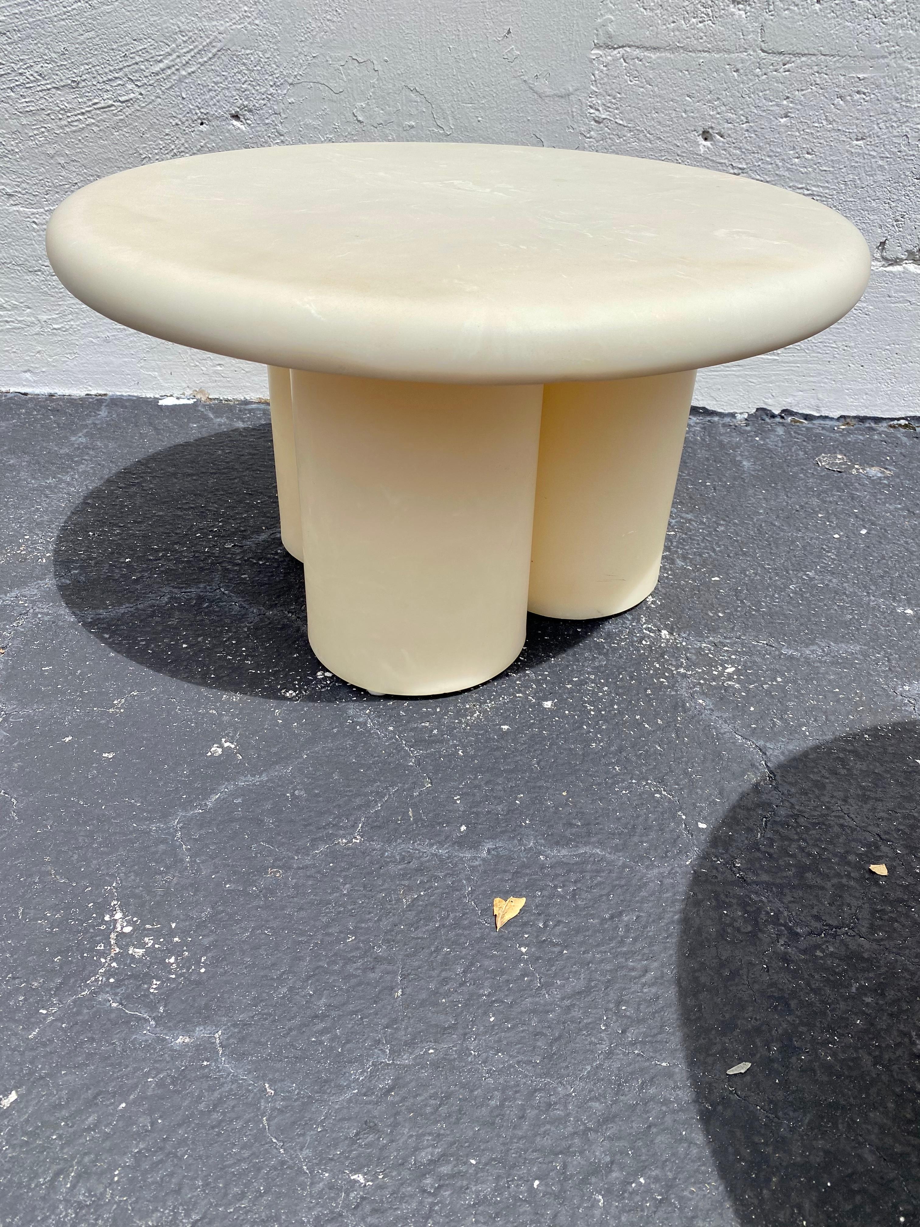 1970s Parchment Molded Resin Clover Mushrooms Nesting Coffee Table For Sale 2