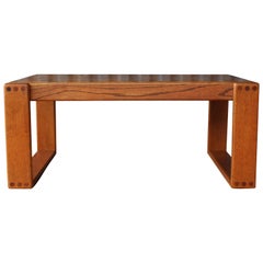 table basse en chêne de parquet des années 1970