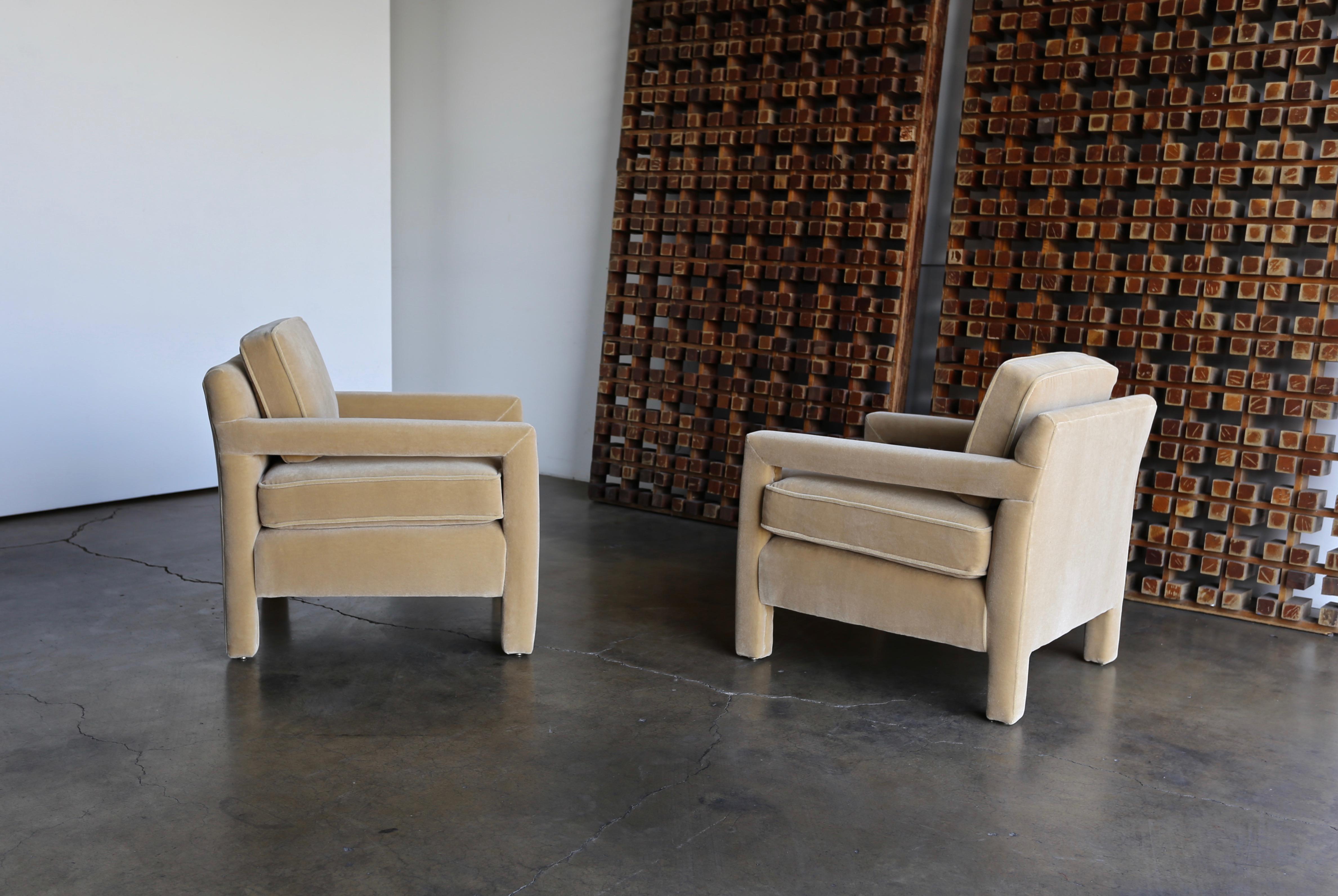 1970s Parsons Lounge Chairs in Mohair 2