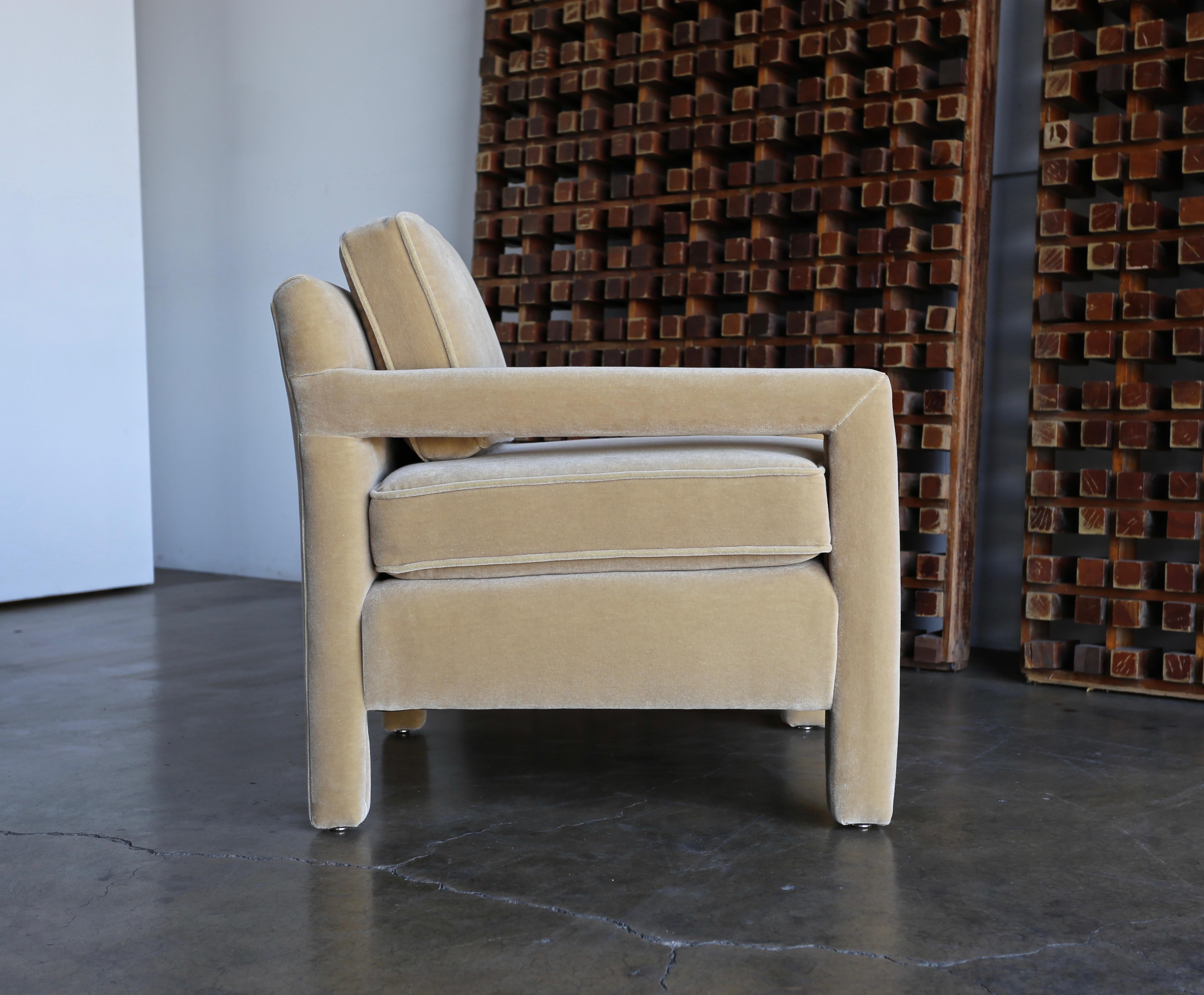 20th Century 1970s Parsons Lounge Chairs in Mohair