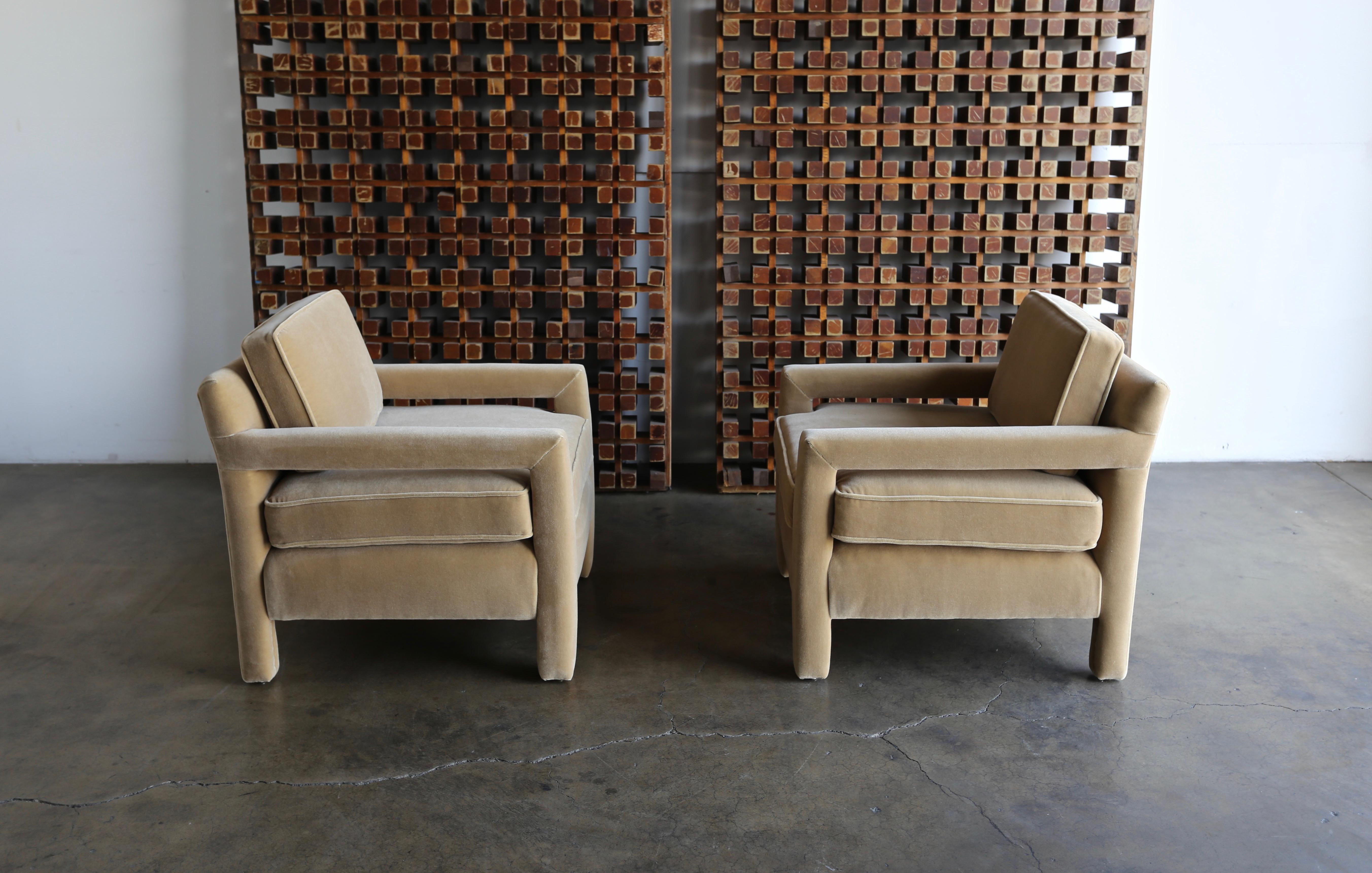 1970s Parsons Lounge Chairs in Mohair 7