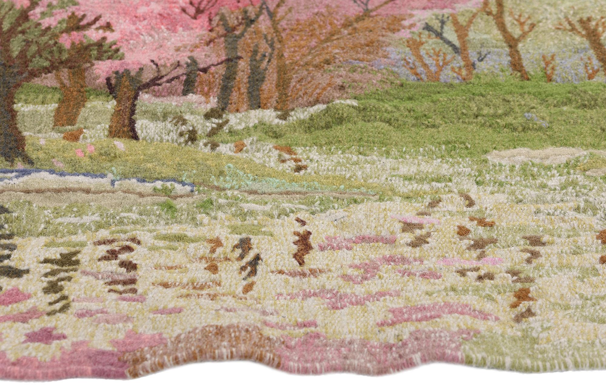 Indiano Arazzo da parete in stile impressionista con paesaggio pastorale degli anni '70 in vendita