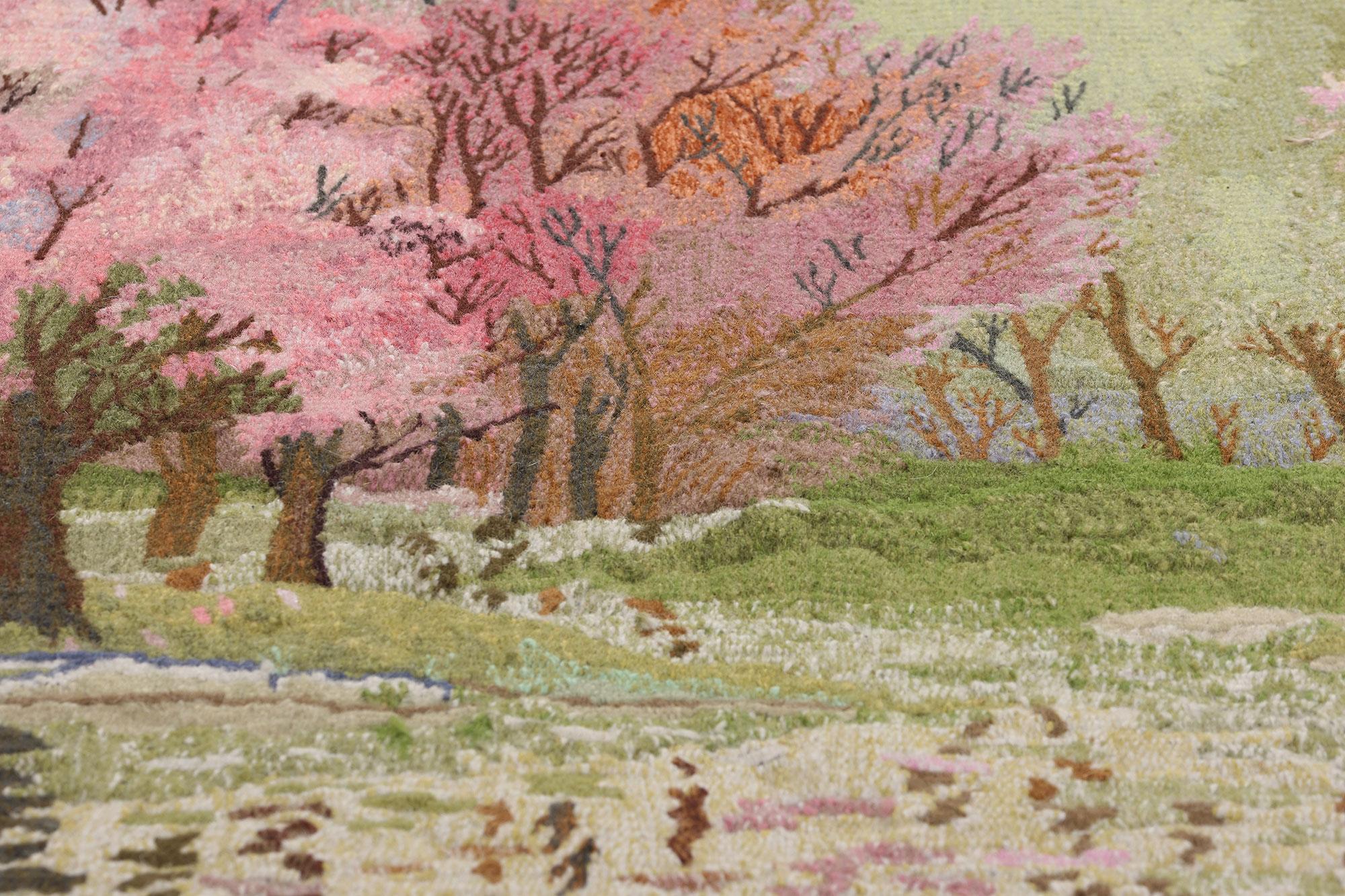 Tessuto a mano Arazzo da parete in stile impressionista con paesaggio pastorale degli anni '70 in vendita