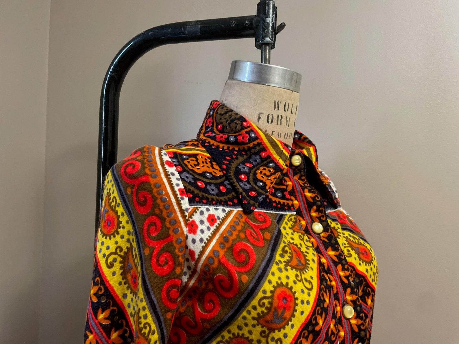 1970s Pat Sandler Psychedelic Paisley Print Shirt In Excellent Condition For Sale In Brooklyn, NY