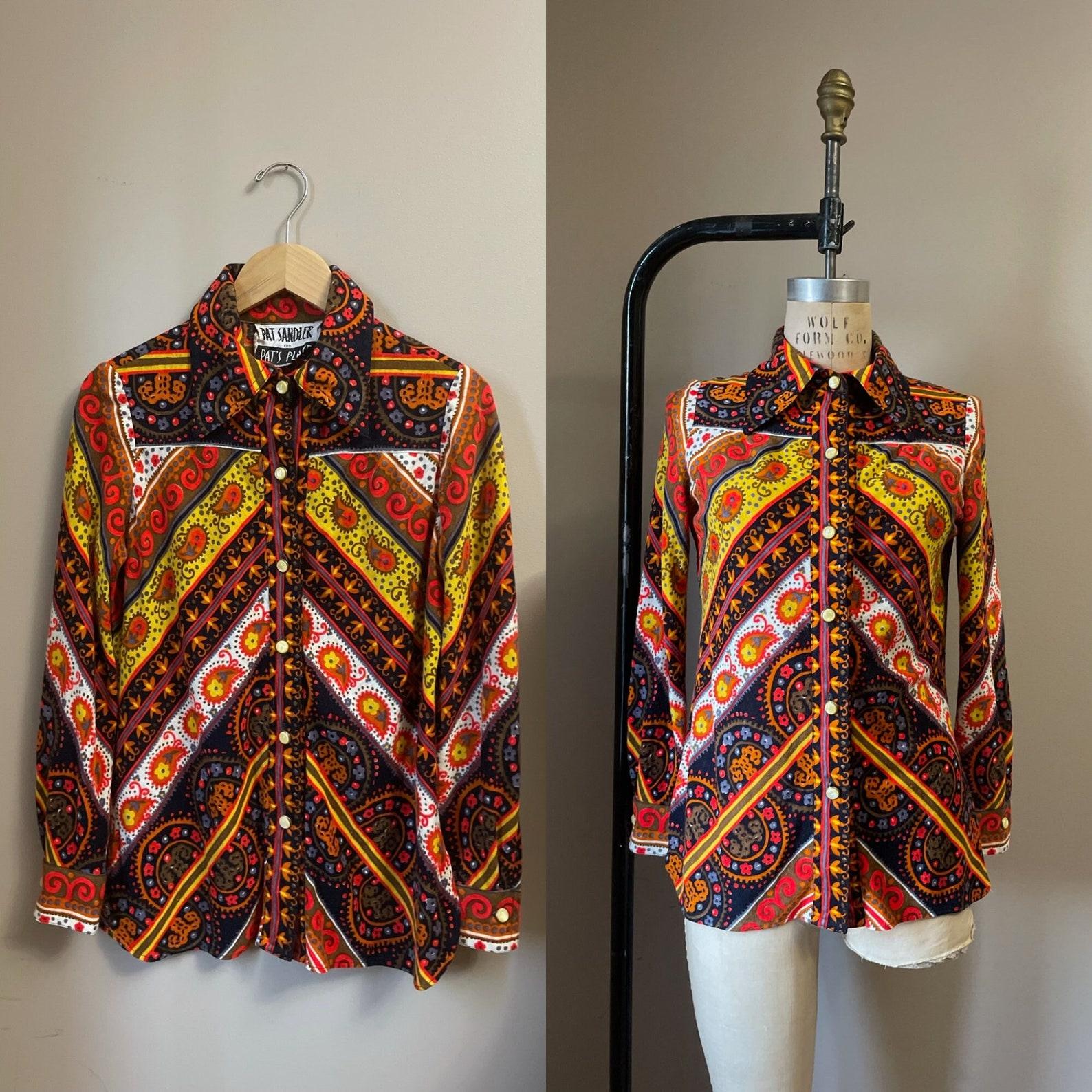 1970s Pat Sandler Psychedelic Paisley Print Shirt For Sale 2