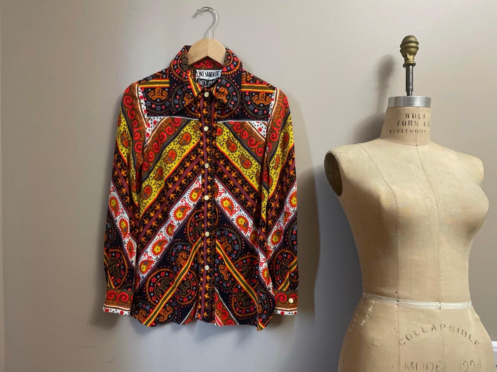 1970s Pat Sandler Psychedelic Paisley Print Shirt For Sale 3