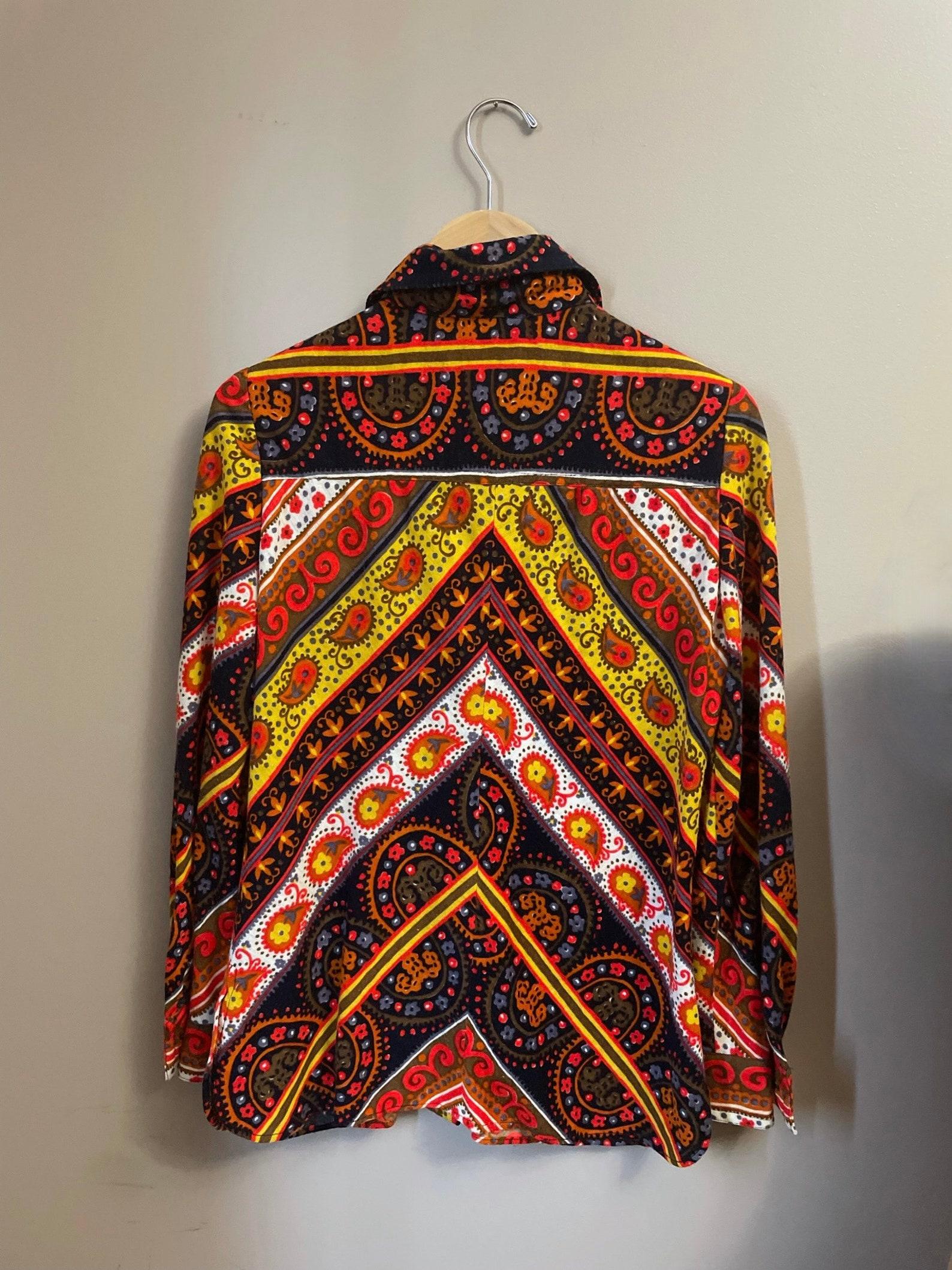 1970s Pat Sandler Psychedelic Paisley Print Shirt For Sale 4