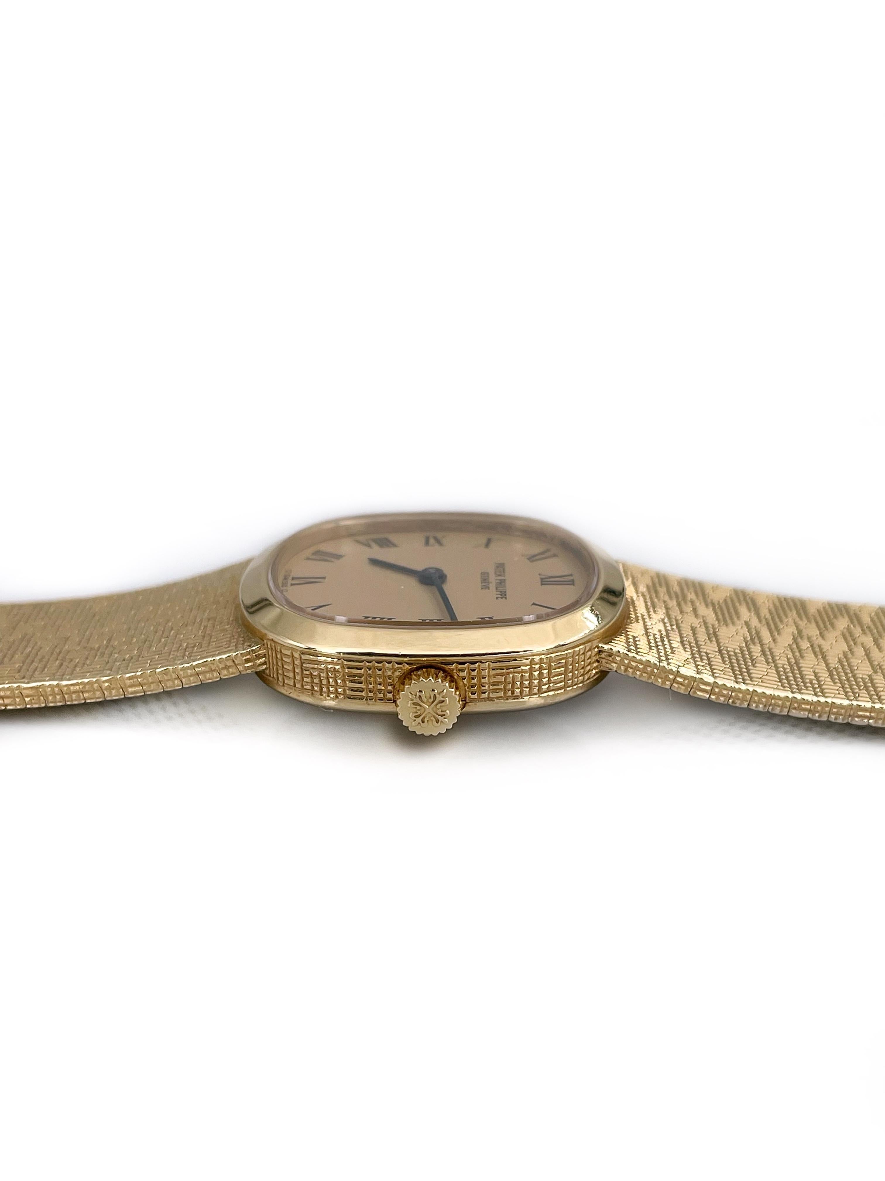 1970s Patek Philippe 18 Karat Yellow Gold Model 4132/1 Wrist Watch In Good Condition In Vilnius, LT