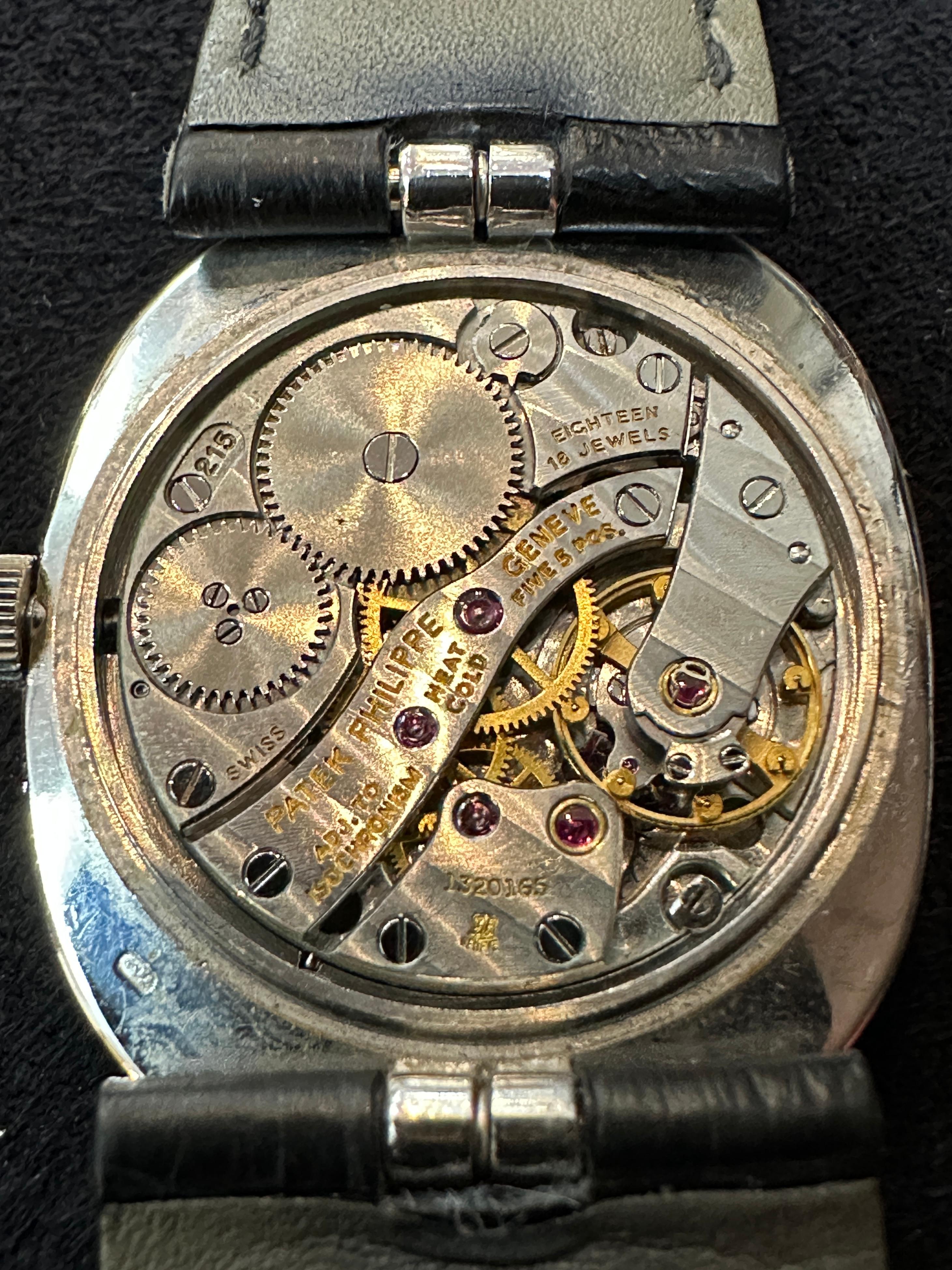 1970’s Patek Philippe Golden Ellipse d‘Or White Gold Blue Dial Ref. 3848 For Sale 14
