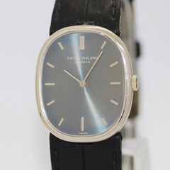 1970er Patek Philippe Goldene Ellipse d'Or Weißgold Blaues Zifferblatt Ref. 3848