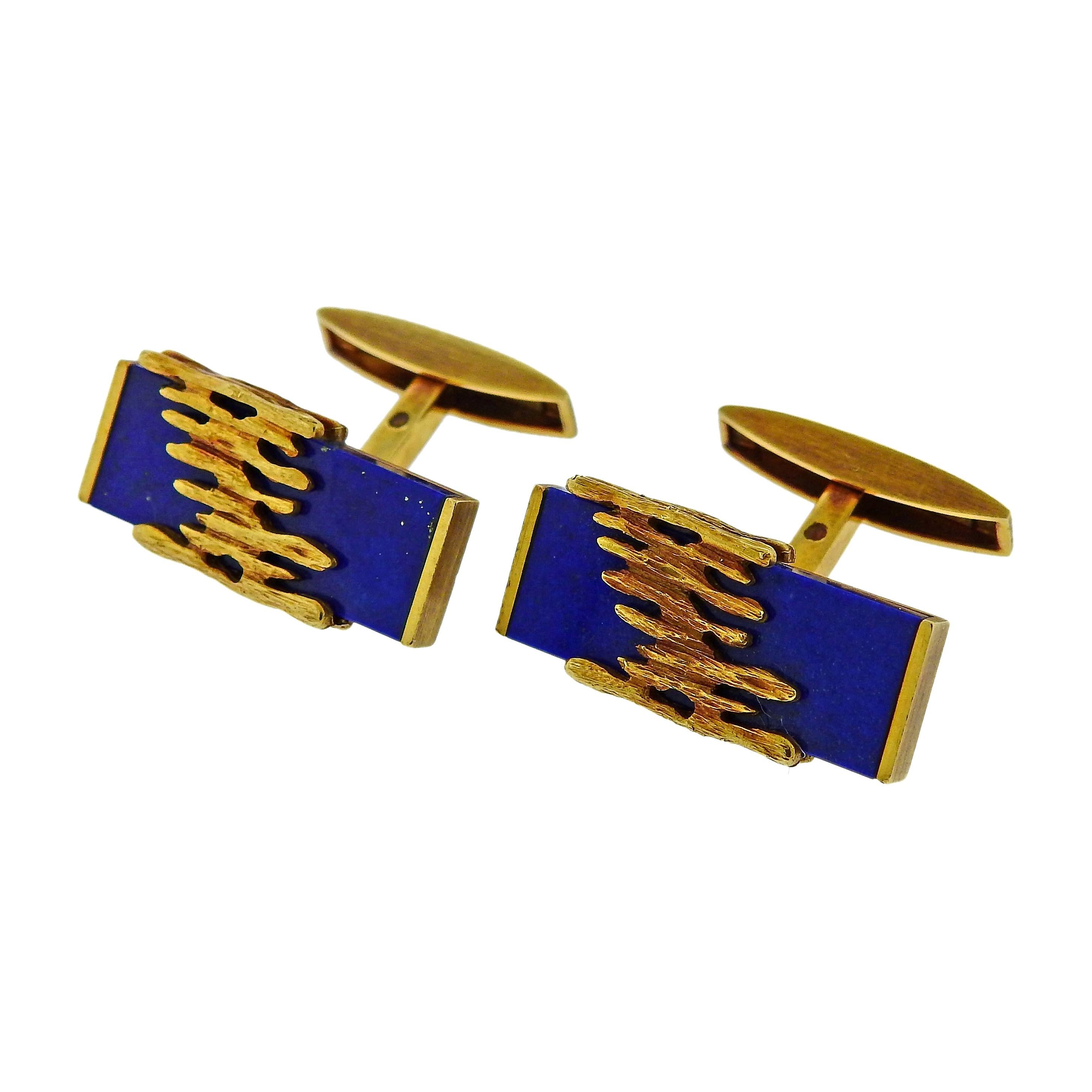 1970s Patek Philippe Lapis Lazuli Gold Cufflinks