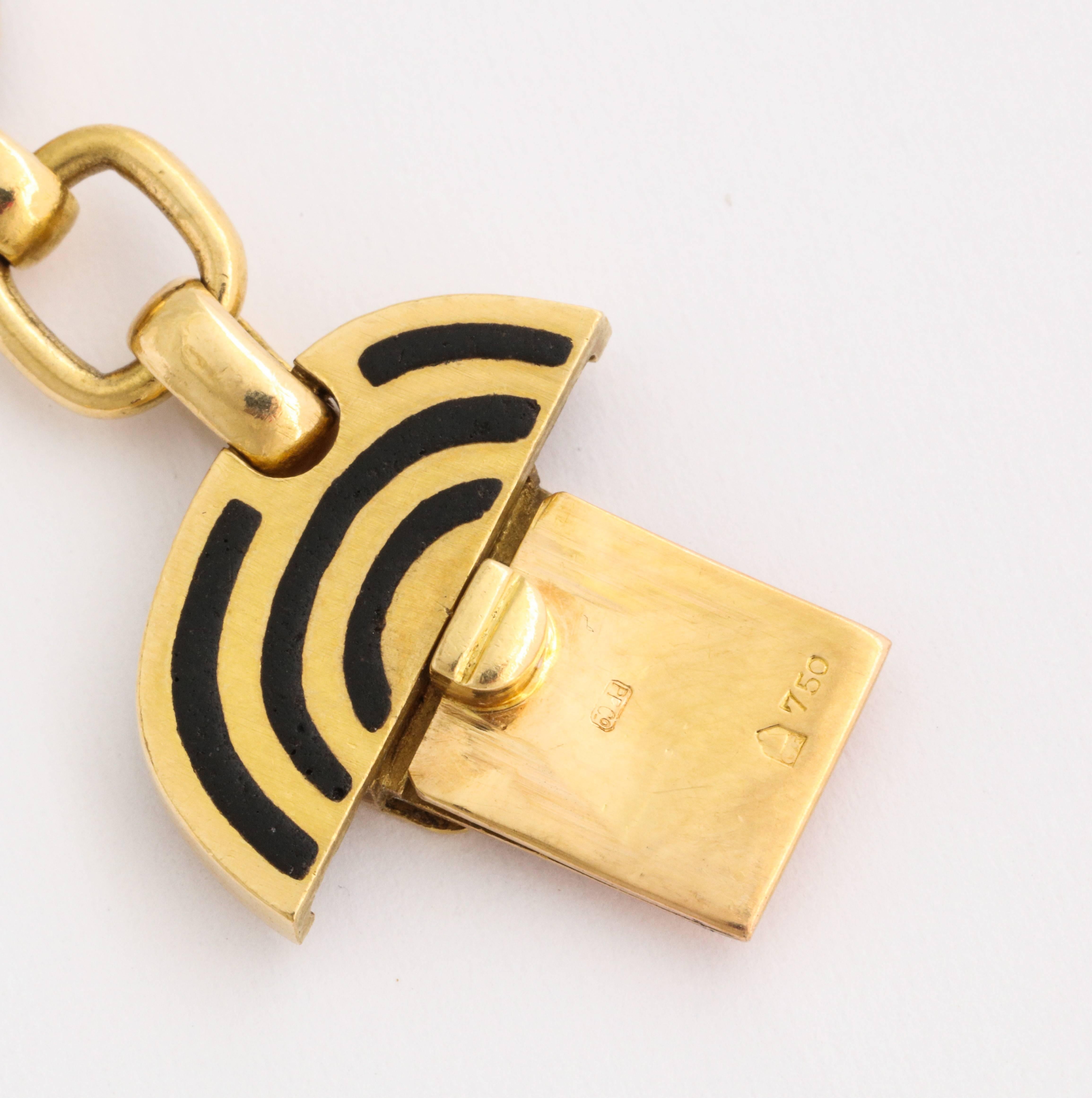 Patek Phillipe Necklace 5 Piece Jewelry Suite 1972 Modernist 18K Gold And Enamel For Sale 3