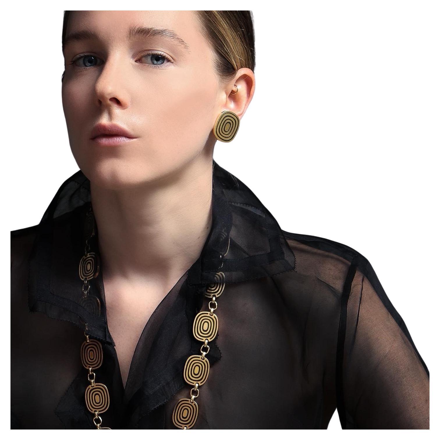Patek Phillipe Necklace 5 Piece Jewelry Suite 1972 Modernist 18K Gold And Enamel For Sale