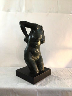 1970s Patina Painted Plaster Sculpture of Female Torso on Laminate Base