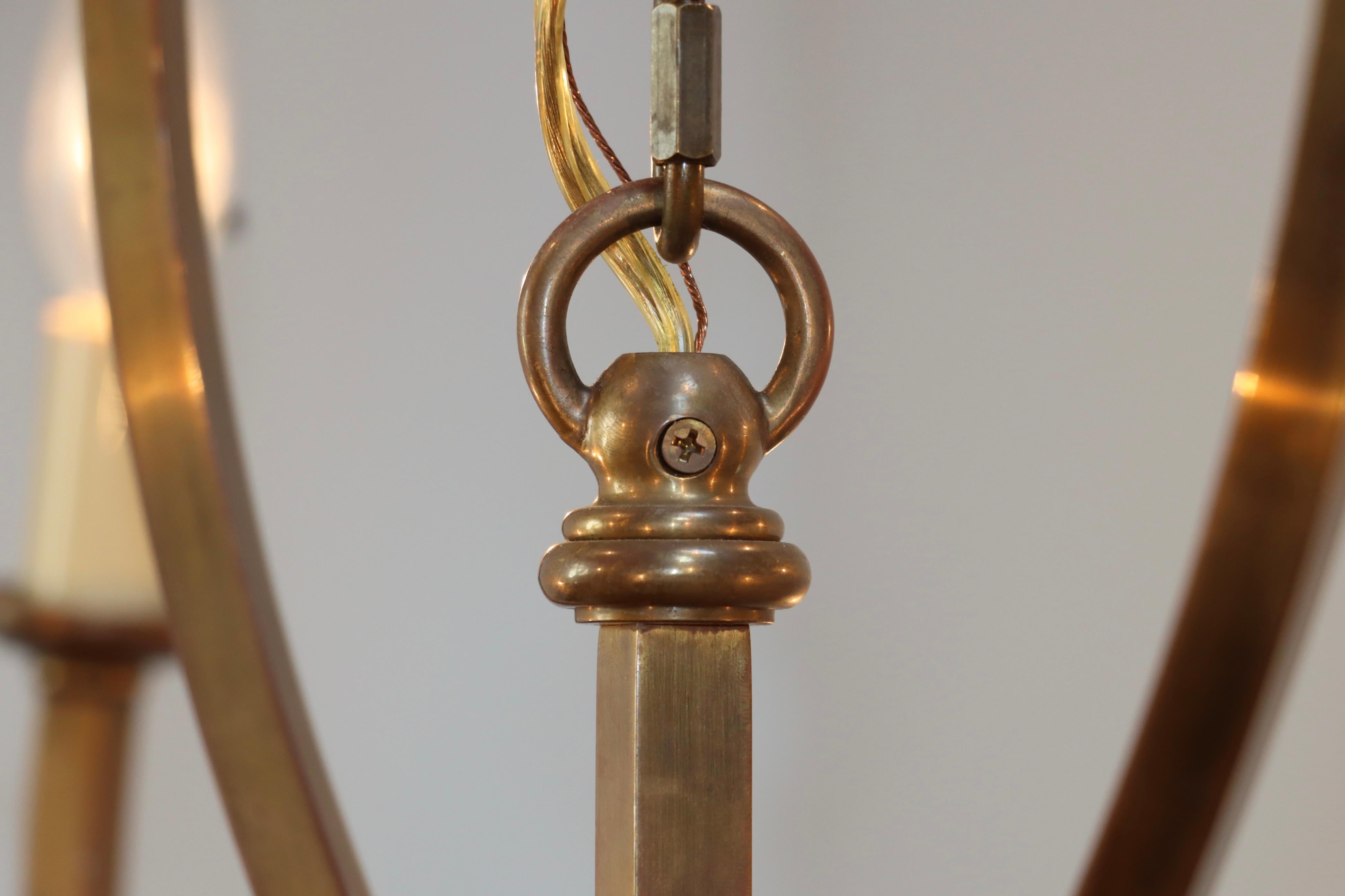 1970s Patinated Brass 12 Arm Chandelier Attributed to Hart Associates For Sale 9