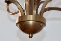 1970s Patinated Brass 12 Arm Chandelier Attributed to Hart Associates
