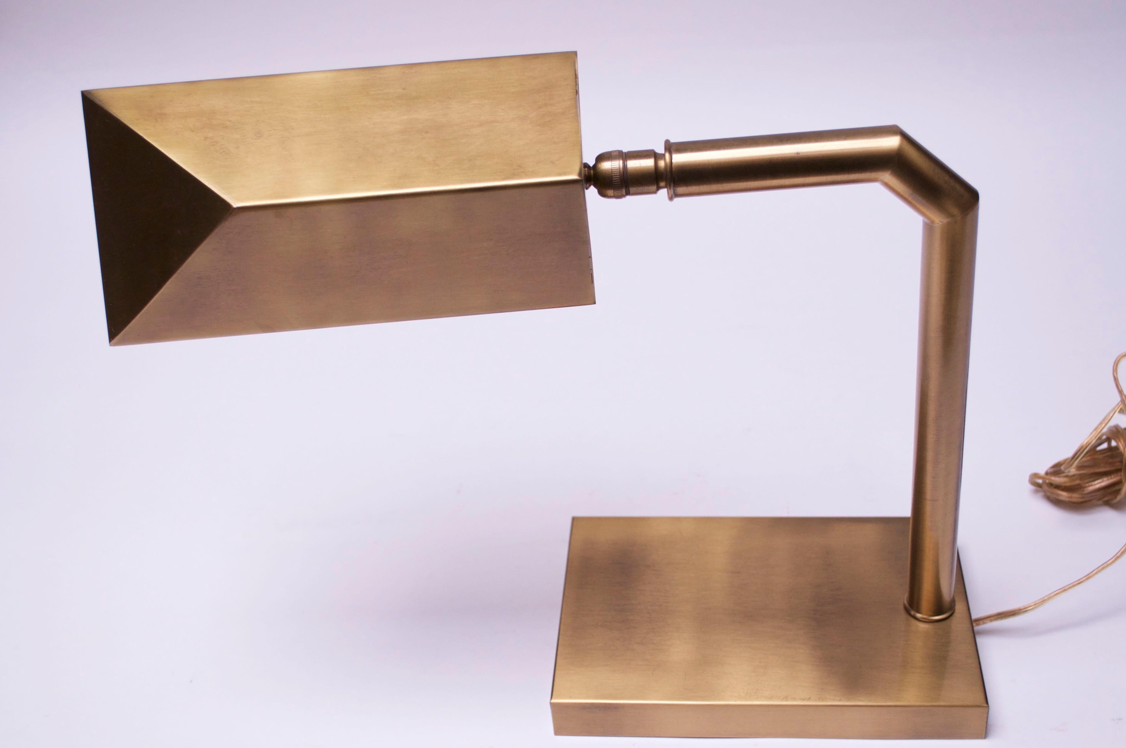 1970s Patinated Brass Chapman Table Lamp 1