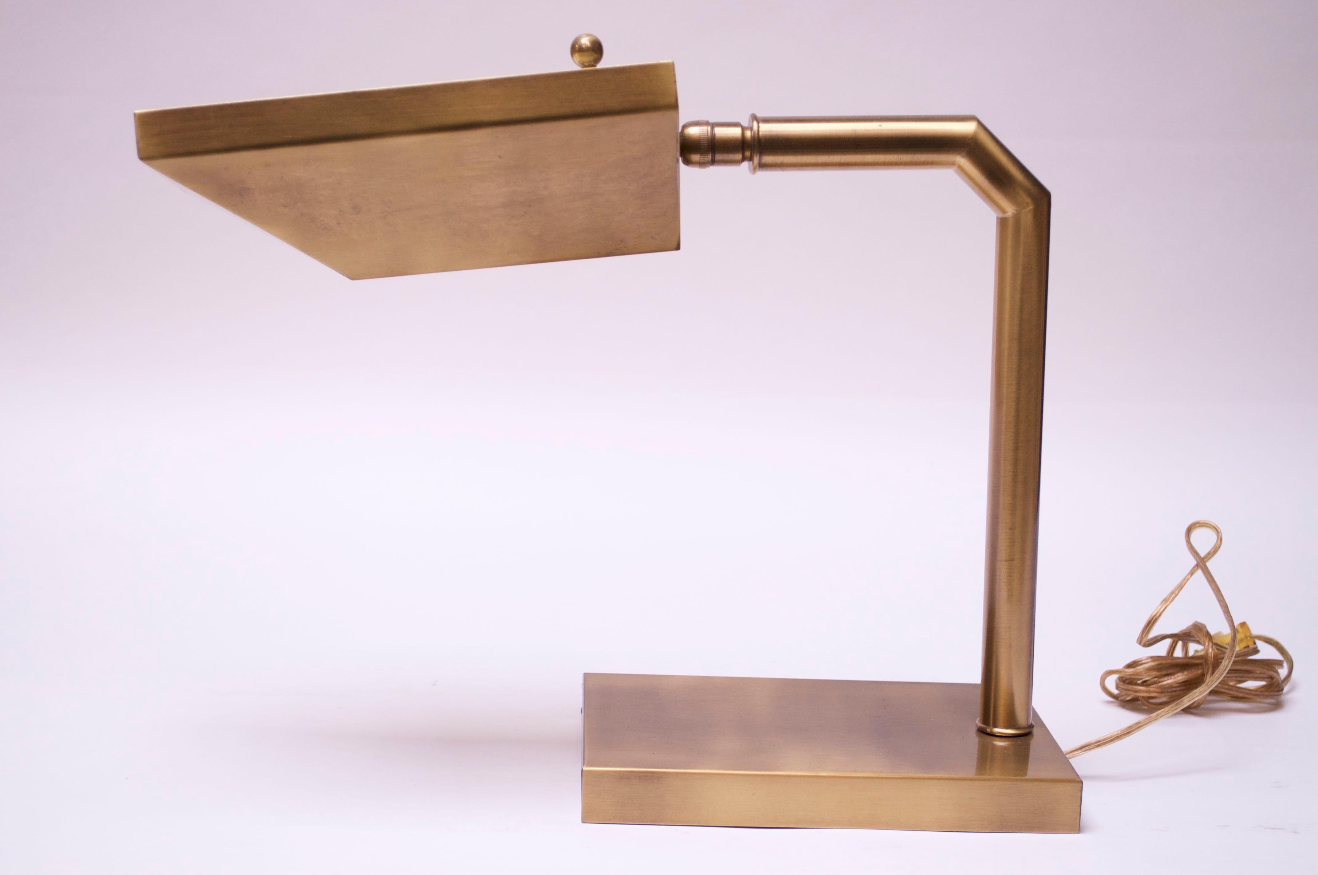 1970s Patinated Brass Chapman Table Lamp 2