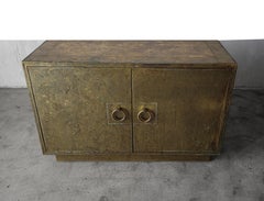 1970s Patinated Brass Clad Large Cabinet by Sarreid Spain