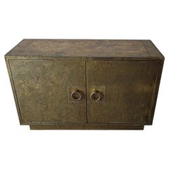 1970s Patinated Brass Clad Large Cabinet by Sarreid Spain