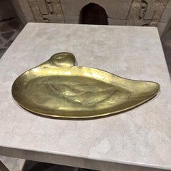 1970s Patinated Brass Duck Shaped Service Tray Mexico