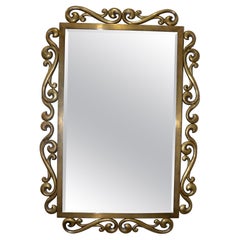 1970
s Patinated Brass French Wall Mirror