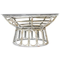 1970s Patinated Rattan Table