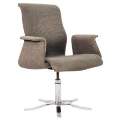 1970 Paul Boulva "Cobra" Armchair for Artopex in Chromed Steel and Fabric (Fauteuil Cobra pour Artopex en acier chromé et tissu)