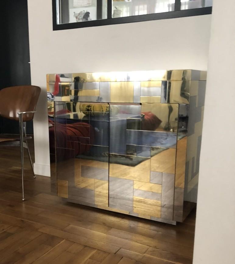1970s Paul Evans Cityscape Bar Cabinet from the PE 200 Series In Good Condition For Sale In Saint-Ouen, FR