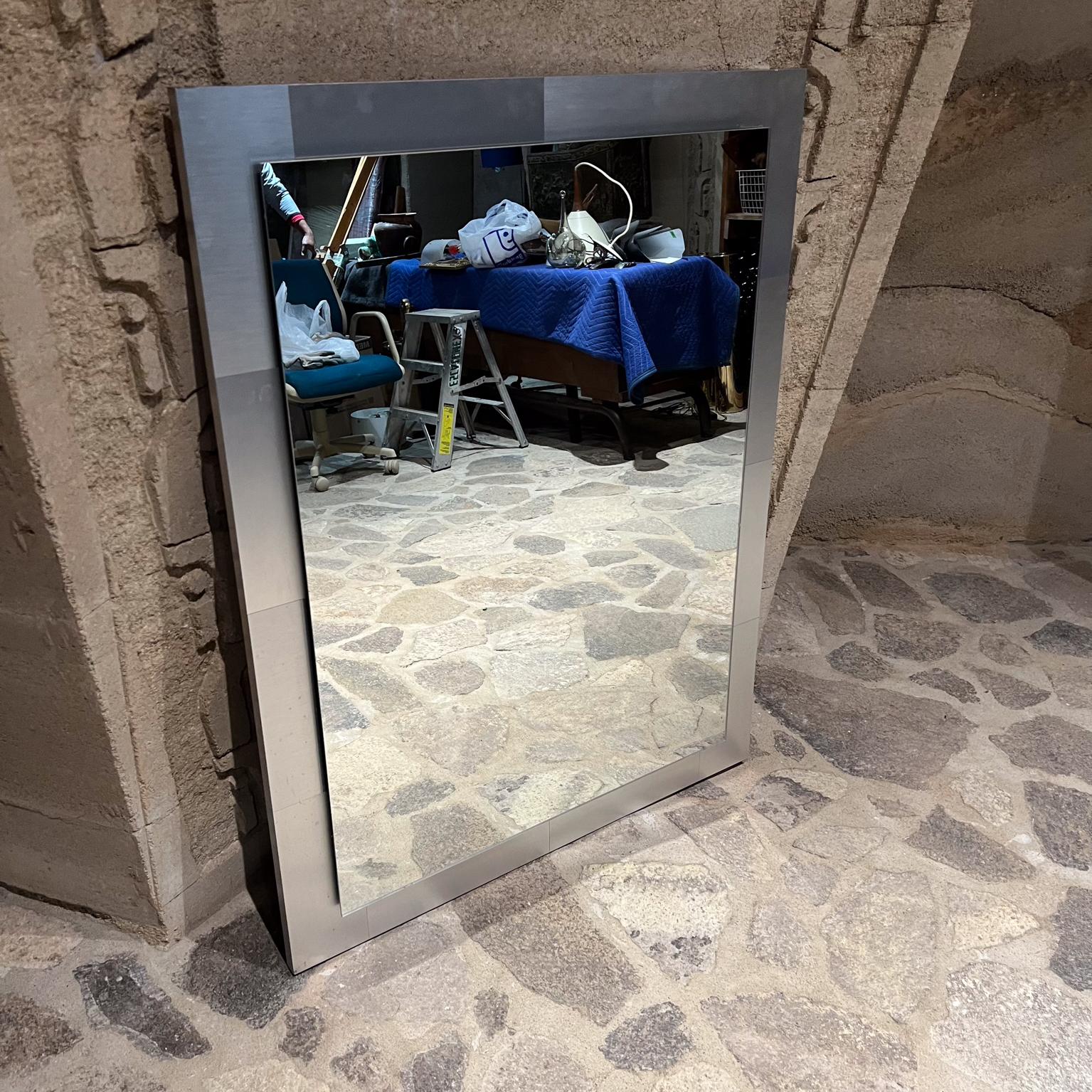 1970s Paul Evans Cityscape Wall Mirror Brushed Steel For Sale 4