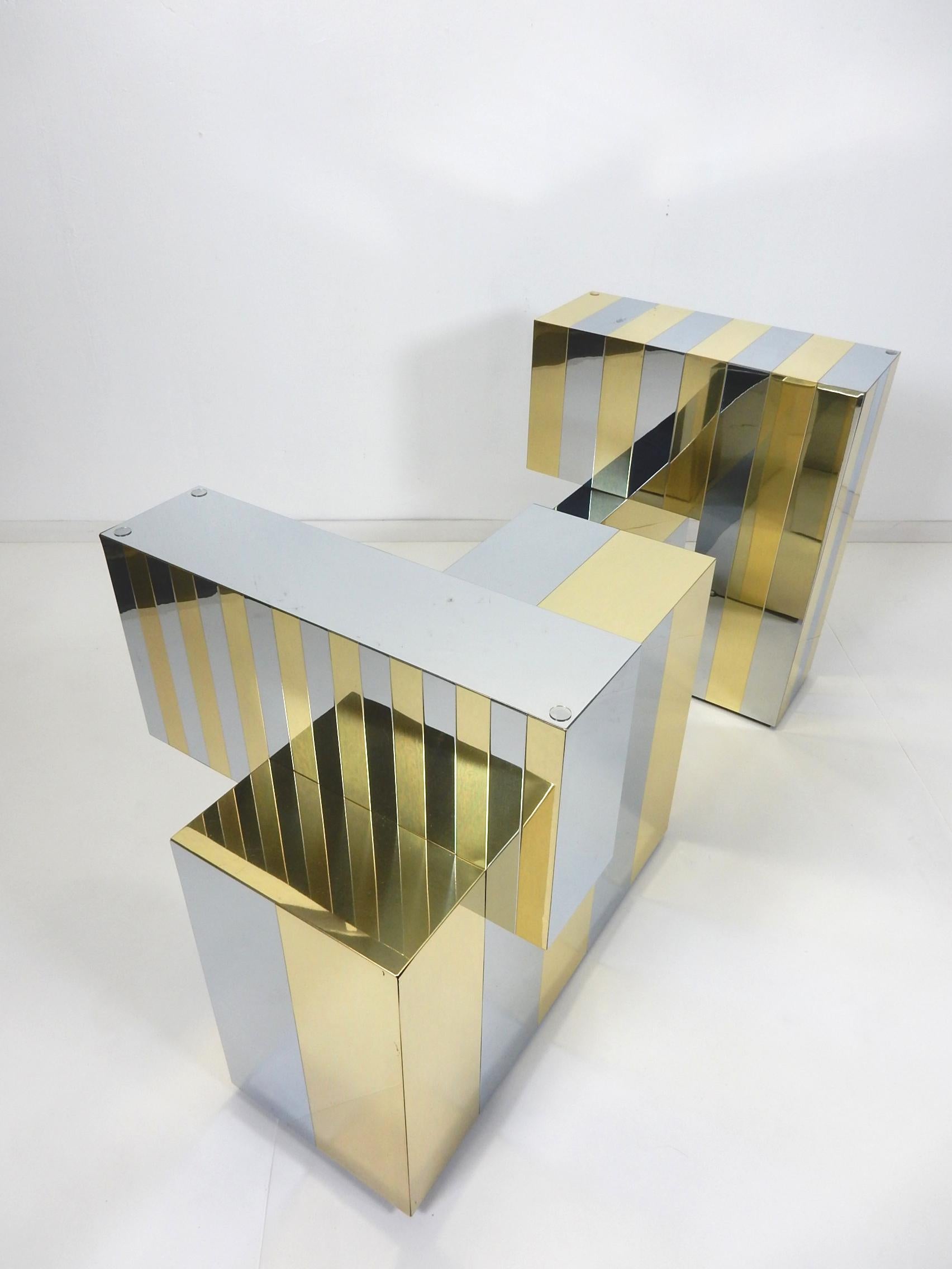 Mid-Century Modern 1970s Paul Evans Design Chrome and Brass Dining Table Base