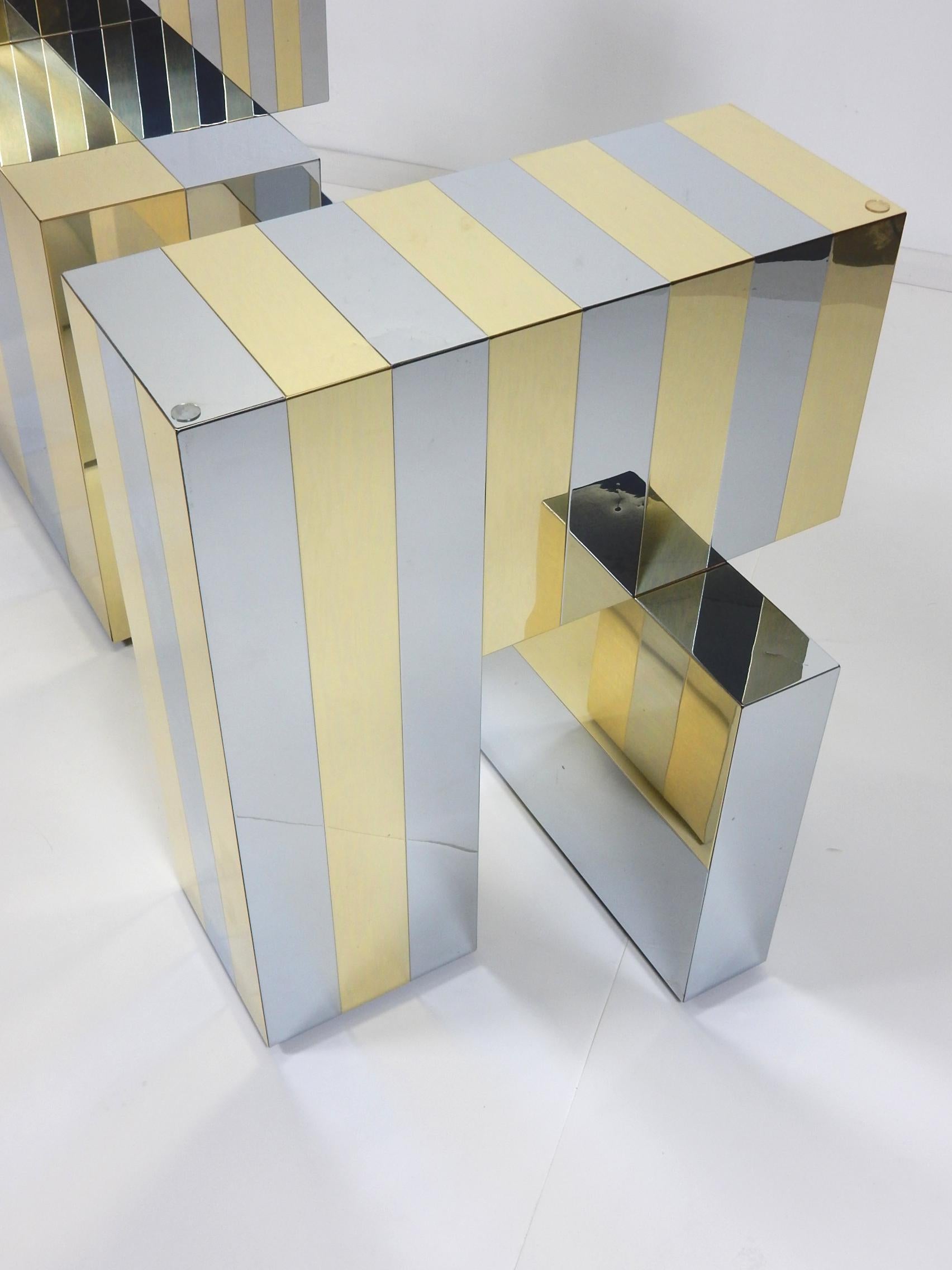 1970s Paul Evans Design Chrome and Brass Dining Table Base 1