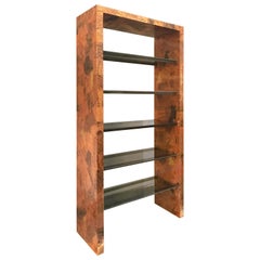 1970s Paul Evans Style Patchwork Metal Étagère