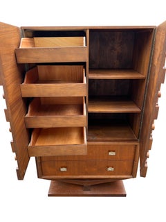 1970s Paul Evans Style Modern Sculpted Floating Tall High Dresser in Brutalist