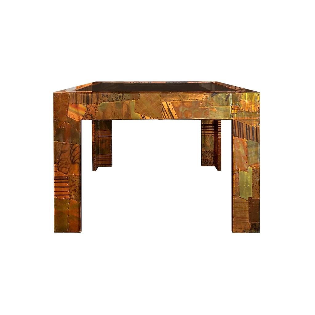 1970s Paul Evans Style Patchwork Metal Cocktail Table For Sale