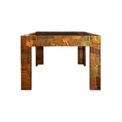 1970s Paul Evans Style Patchwork Metal Cocktail Table