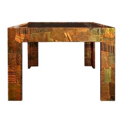 1970s Paul Evans Style Patchwork Metal Cocktail Table