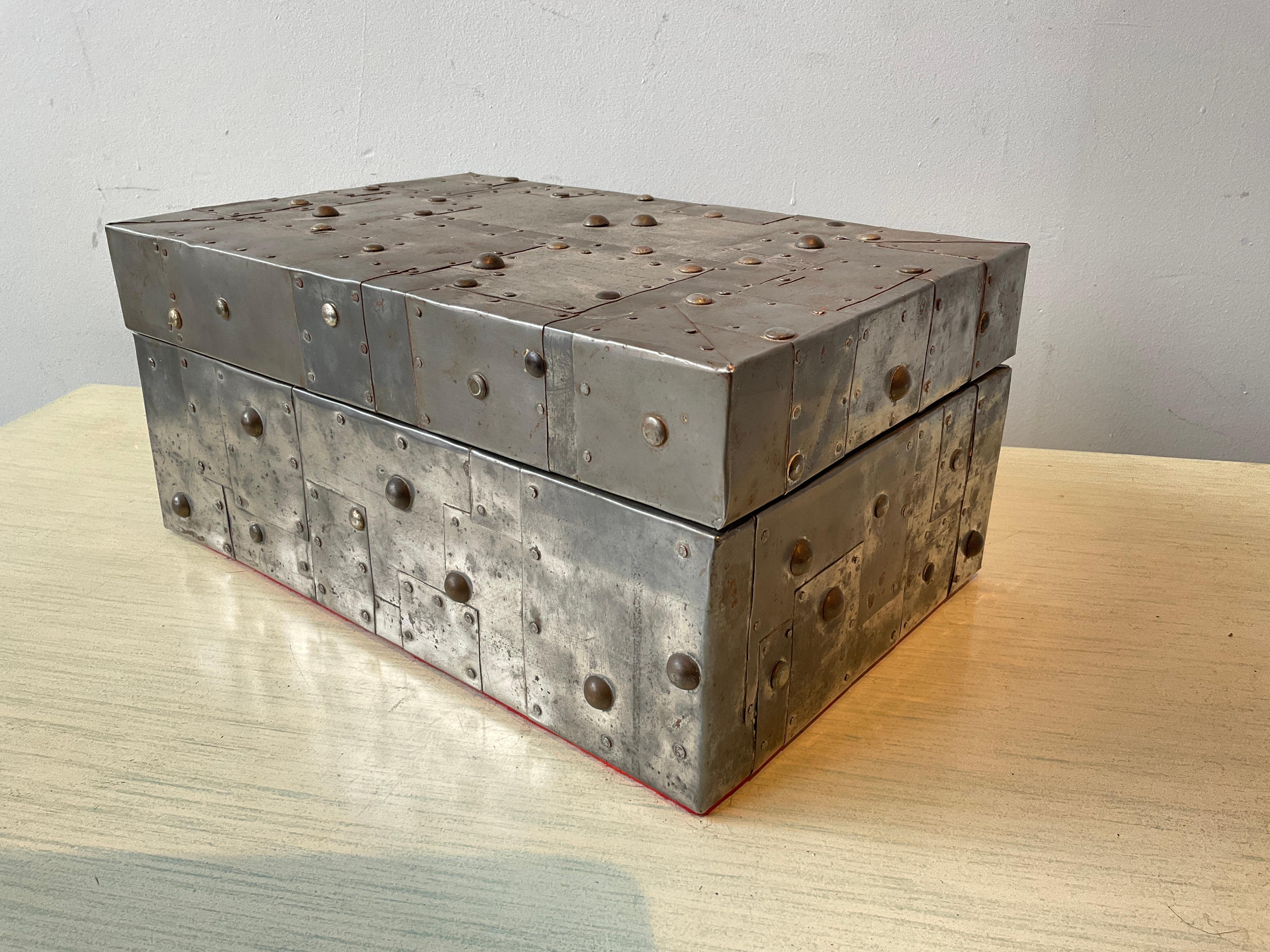 1970s steel over wood Paul Evans style box.