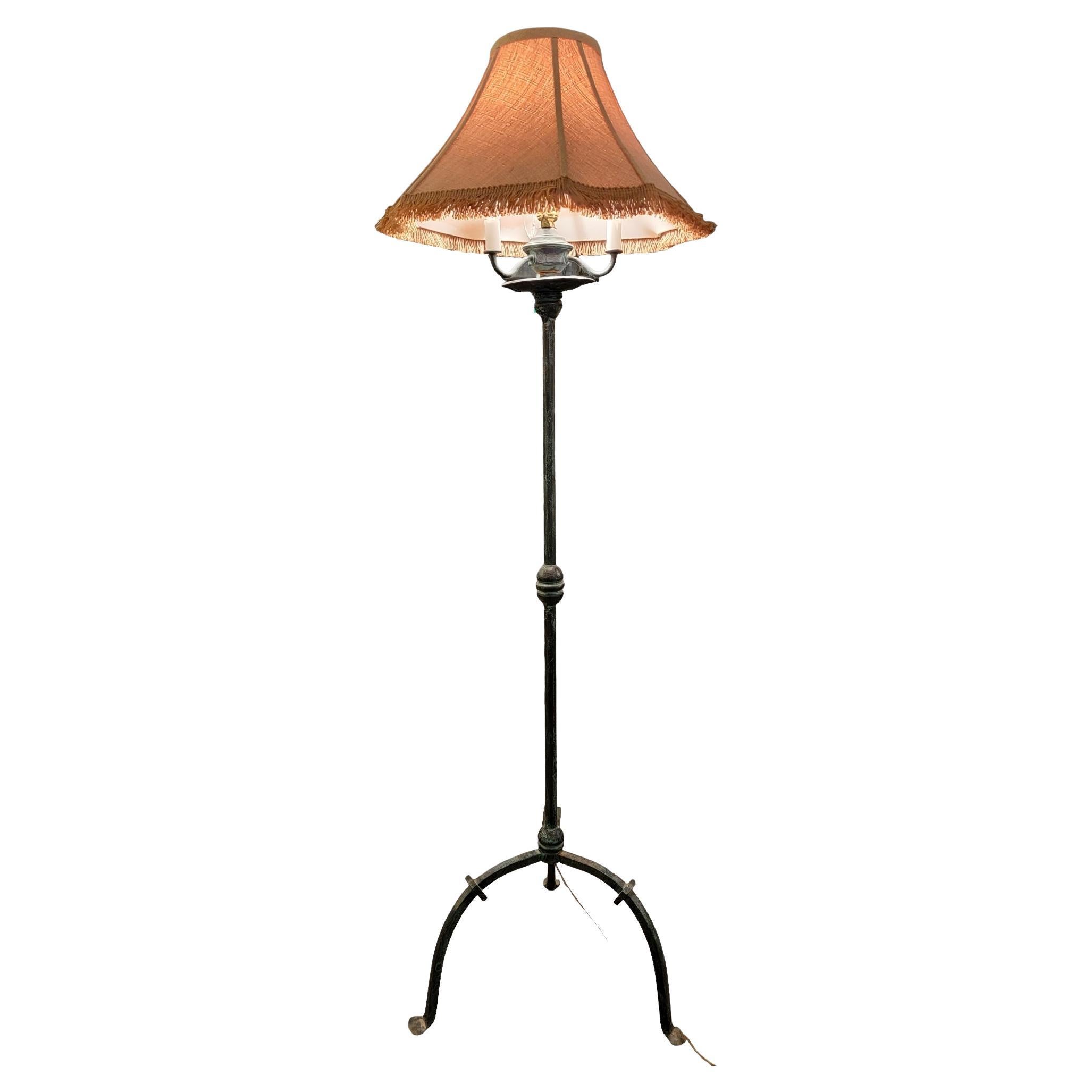 1970s Paul Ferrante Wrought Iron Floor Lamp For Sale