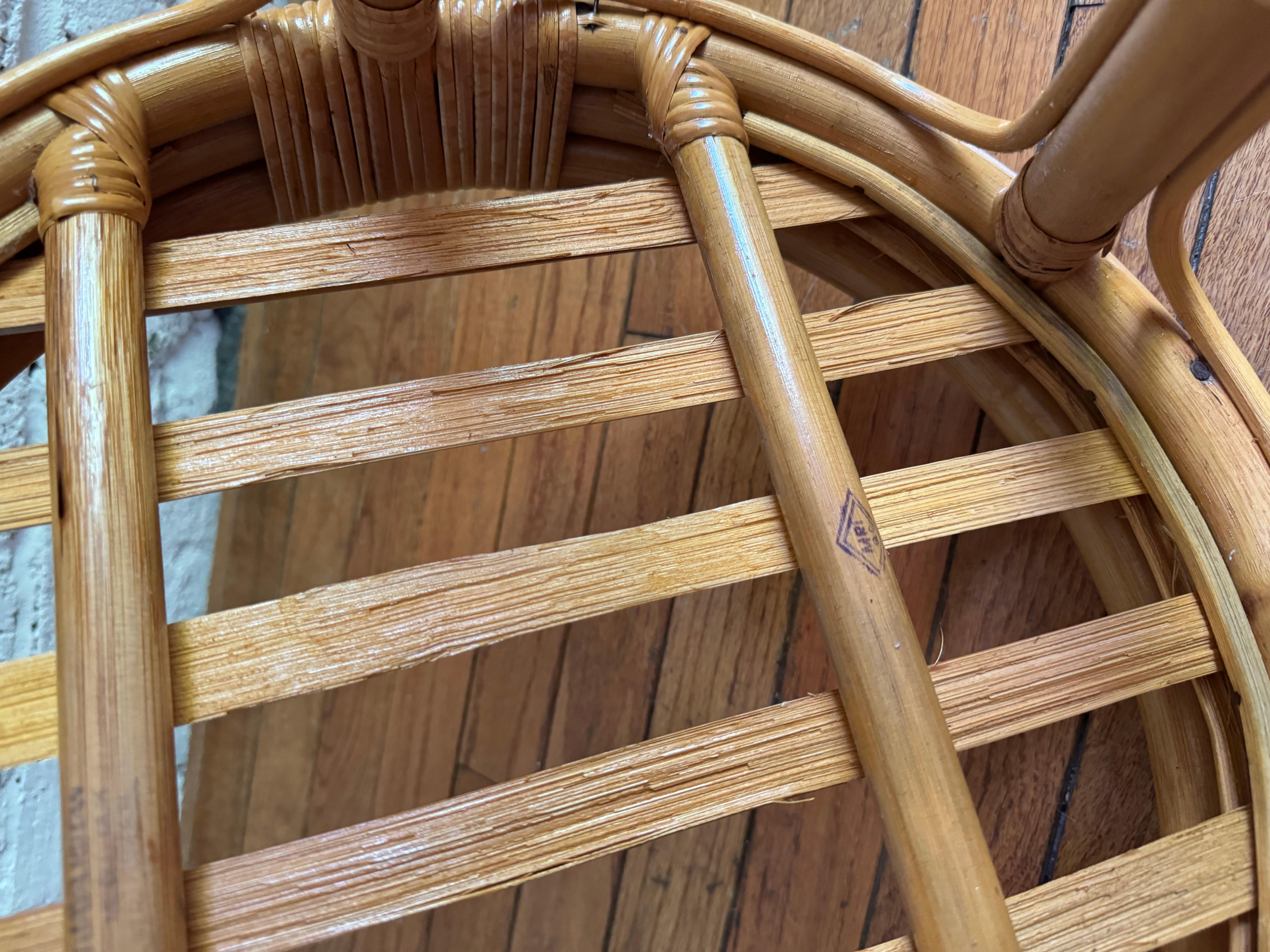 1970s Paul Frankl Style Rattan Bamboo Ottoman / Foot Stool / Side Table 6