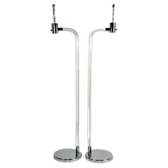 Pareja de lámparas de lectura de pie de lucita, diseño de Paul Hamburger para Knoll, años 70