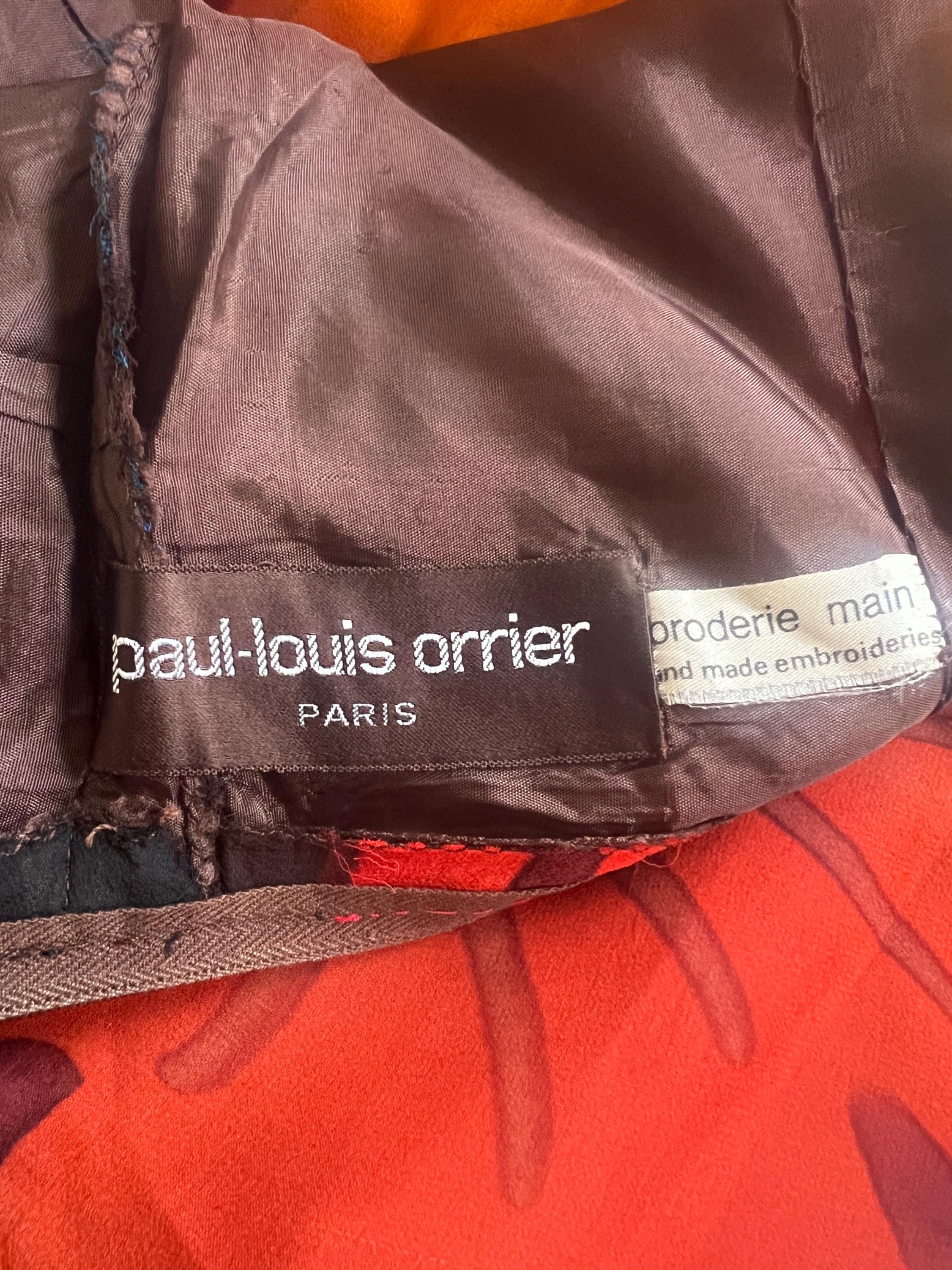 1970er Jahre Paul-Louis Orrier Couture Mehrfarbiges Maxikleid mit Pailletten Damen im Angebot