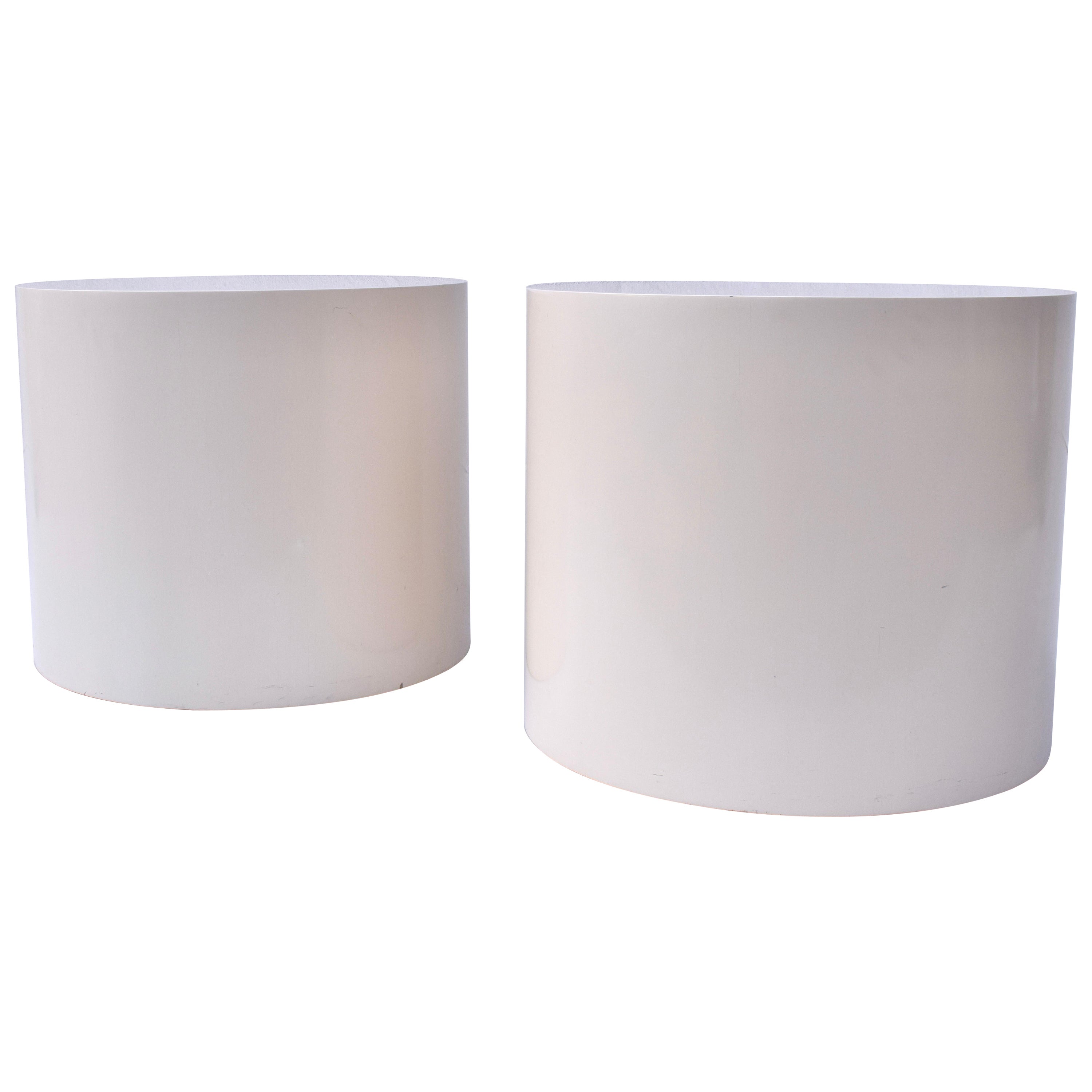 1970's Paul Mayen Large Drum Side/End Tables, Pair For Sale