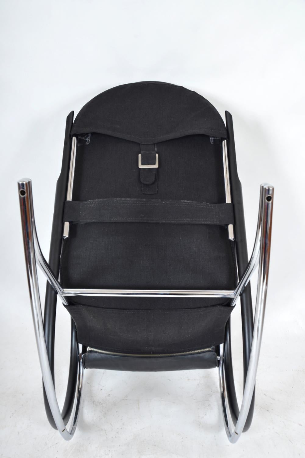 1970 Paul Tuttle Nonna Rocking Chair for Strässle International Rocker chromé en vente 11