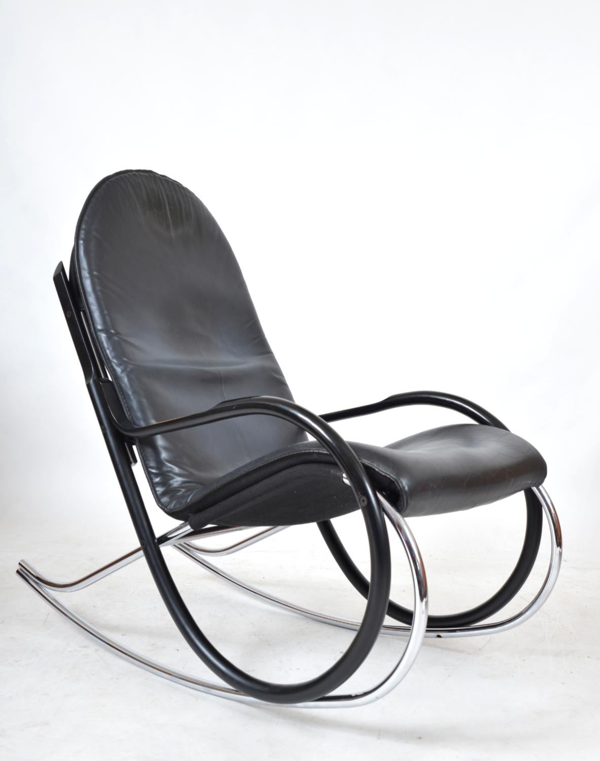 1970s Paul Tuttle Nonna Rocking Chair for Strässle International Chrome Rocker In Good Condition For Sale In Sherborne, Dorset