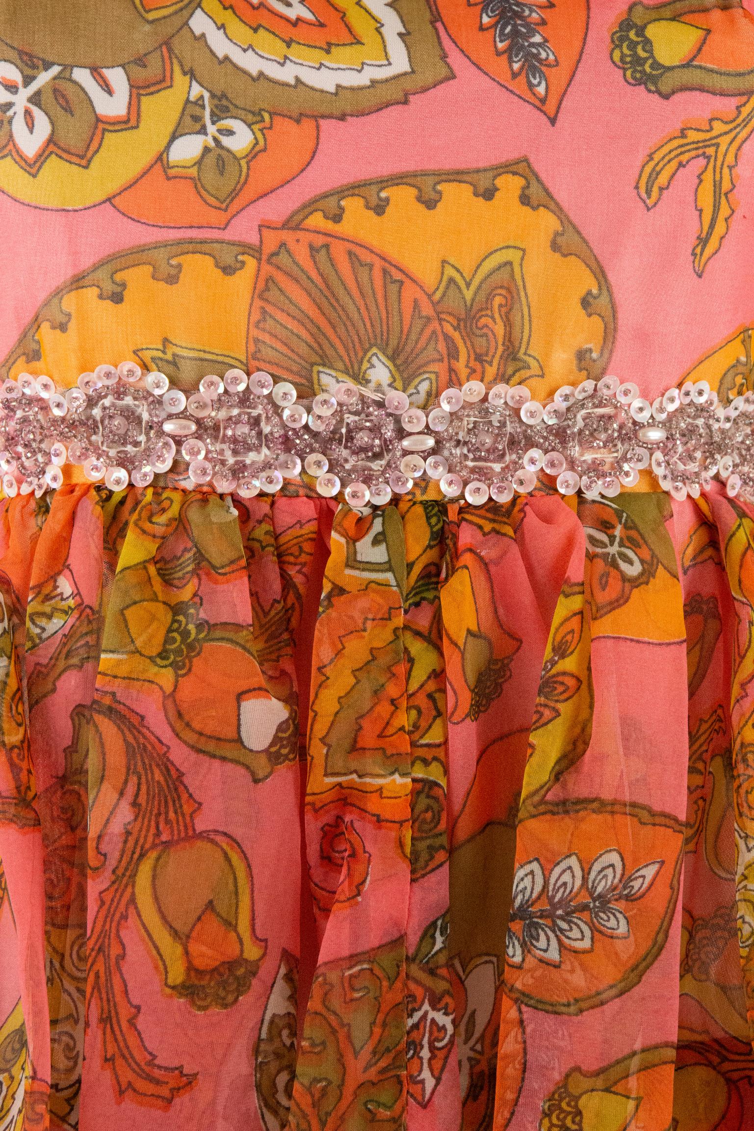 Pauline Coral Psychedelic Print Kleid, 1970er Jahre im Angebot 2