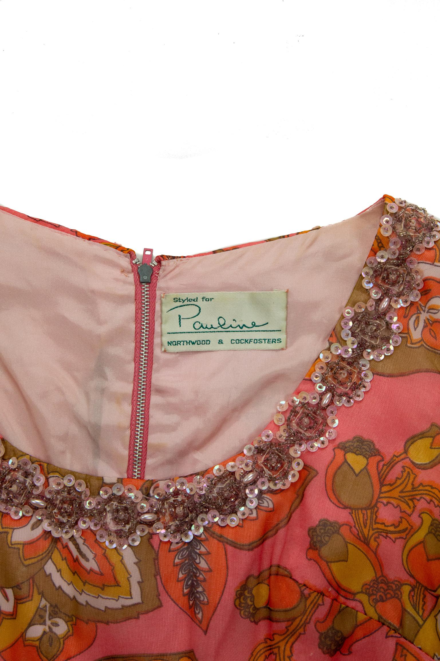 Pauline Coral Psychedelic Print Kleid, 1970er Jahre im Angebot 3