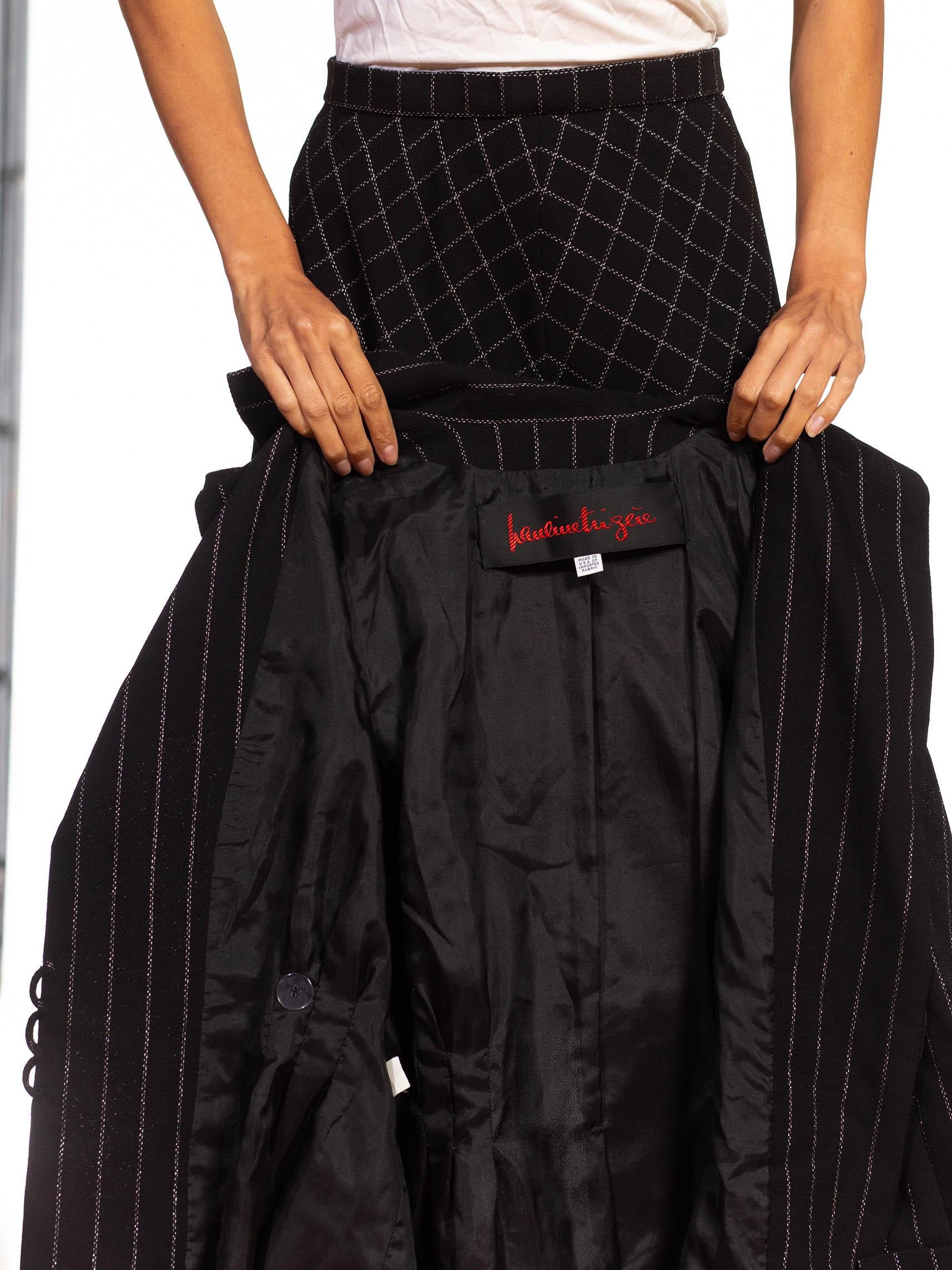 1970S PAULINE TRIGERE Black Silver Lamé Bias Skirt Suit With Silk Lining For Sale 6