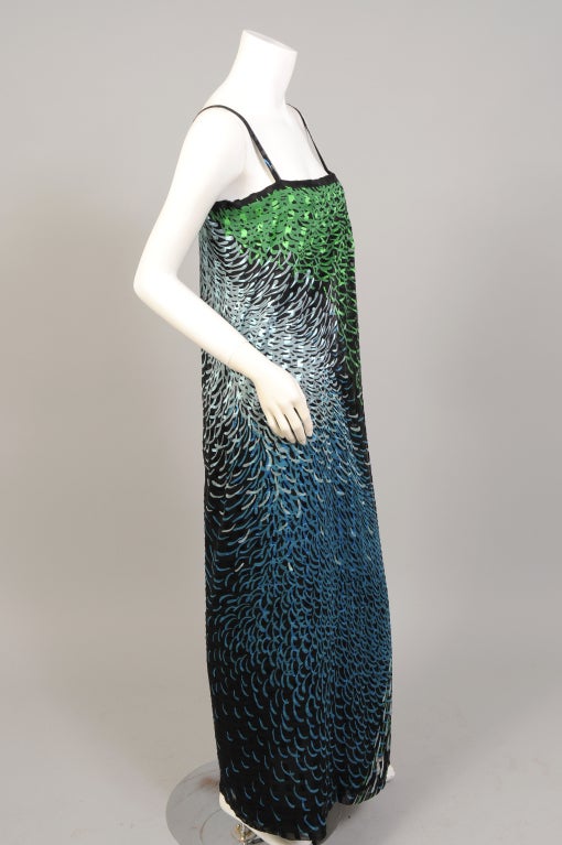Women's 1970's Pauline Trigere Wrap Style Silk Chiffon Dress with Large Matching Shawl For Sale